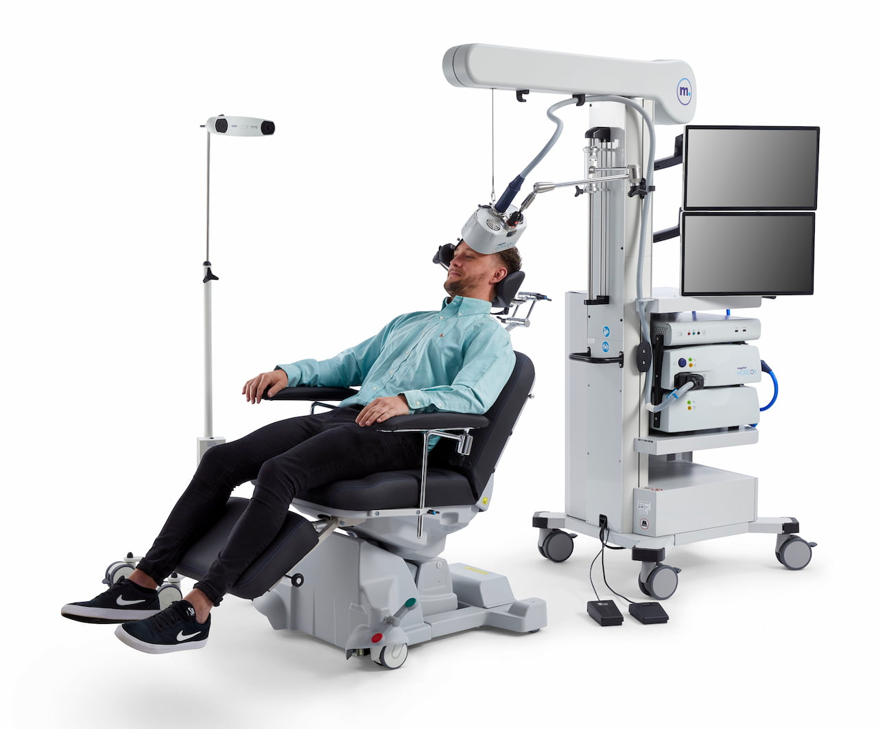 Man under going Transcranial Magnetic Stimulation