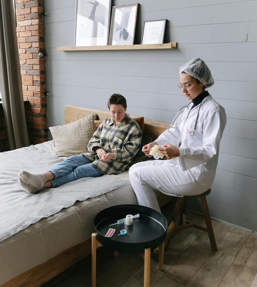 Patient having some ketamine therapy infusion the clinic